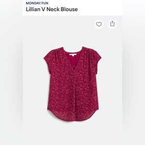 Fun 2 Fun Burgundy Lillian V-Neck Blouse, Large